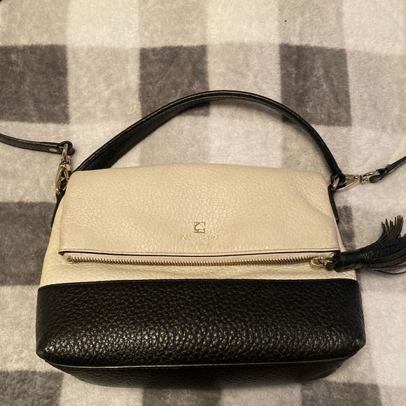 Kate Spade Black & Cream Leather Crossbody Purse - Picture 2 of 7